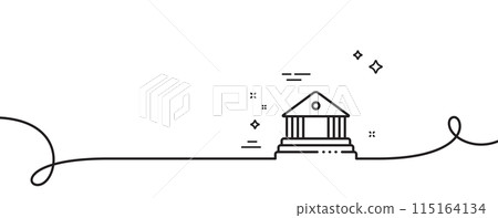 Court building line icon. Continuous one line with curl. City architecture sign. Courthouse, government symbol. Court building single outline ribbon. Loop curve pattern. Vector Court building line icon. Continuous one line with curl. City architecture sign. Courthouse, government symbol. Court building single outline ribbon. Loop curve pattern. Vector 115164134