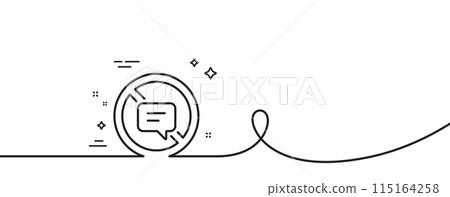 Stop talking line icon. Continuous one line with curl. Chat Message or SMS sign. Closed Communication symbol. Stop talking single outline ribbon. Loop curve pattern. Vector 115164258