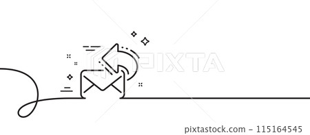 Share mail line icon. Continuous one line with curl. New newsletter sign. Phone E-mail symbol. Share mail single outline ribbon. Loop curve pattern. Vector Share mail line icon. Continuous one line with curl. New newsletter sign. Phone E-mail symbol. Share mail single outline ribbon. Loop curve pattern. Vector 115164545