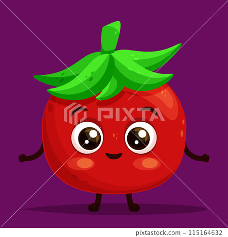 Happy tomato cartoon style vector standing and smiling 115164632