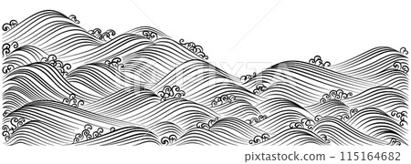 A flowing water pattern depicting swells and waves, a Rinpa-style ocean design 115164682