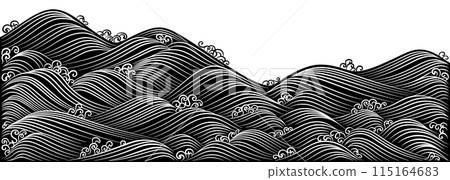 A flowing water pattern depicting swells and waves, a Rinpa-style ocean design 115164683