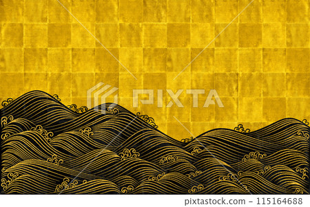 林帕風格的屏風藝術描繪了金箔上傳統的波浪起伏 林帕風格的屏風藝術描繪了金箔上傳統的波浪起伏 115164688