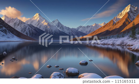 Mist lake panorama 115165311