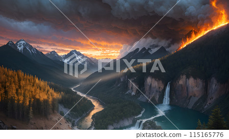 river in mountains 115165776