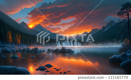 river in mountains 115165779
