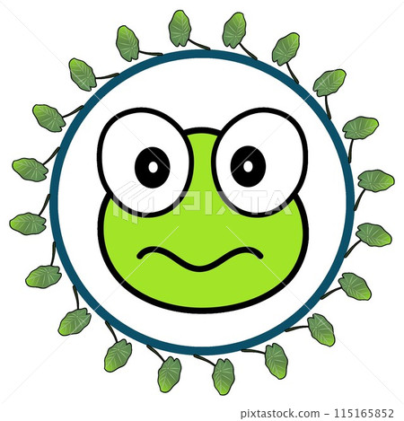 Illustration of a taro decorative frame and a tree frog's face Illustration of a taro decorative frame and a tree frog's face 115165852