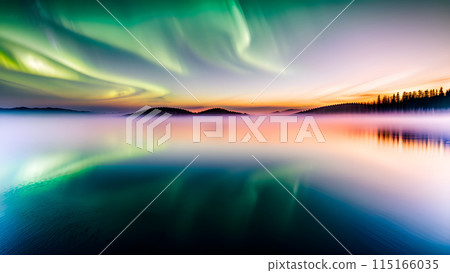 Aurora above lake 115166035