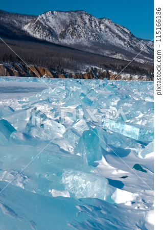 Pieces of crystal clear lake ice Pieces of crystal clear lake ice 115166186