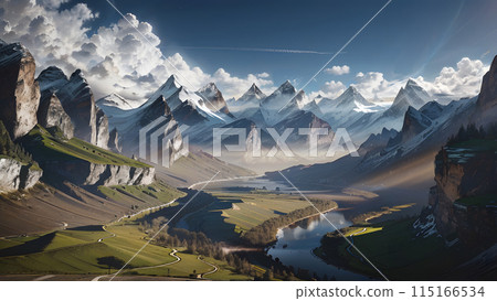 river in mountains 115166534