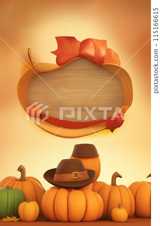 Thanksgiving scene with pumpkins Autumn background with copy space. Banner 115166615