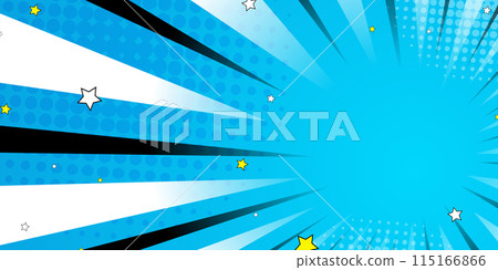 Halftone Pop Art Style Starburst Pattern Cartoon Background Vintage tone light effect. Vector illustration wow gradient design banner Halftone Pop Art Style Starburst Pattern Cartoon Background Vintage tone light effect. Vector illustration wow gradient design banner 115166866