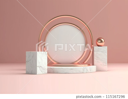 Roman podium white for cosmetic product on background granite white. 3d rendering 115167296
