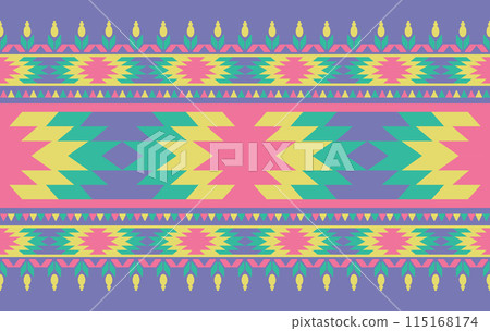 Geometric floral ethnic pastel colors seamless pattern. traditional ethnic style vector pattern, Designed for background ,wallpaper ,carpet ,clothing ,weaving ,printed pattern ,fabric ,embroidery 115168174