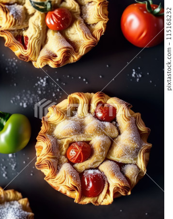 Baked tomato tartlets 115168232