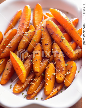 Baby carrots roasted 115168311