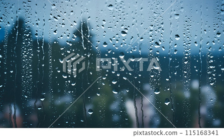 窗戶上的雨滴 115168341