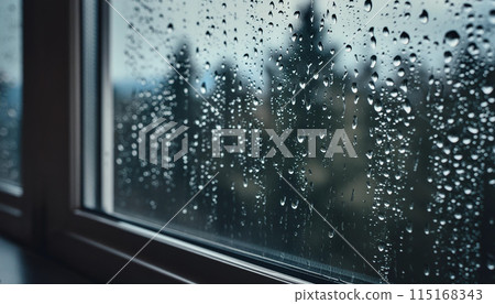 窗戶上的雨滴 115168343