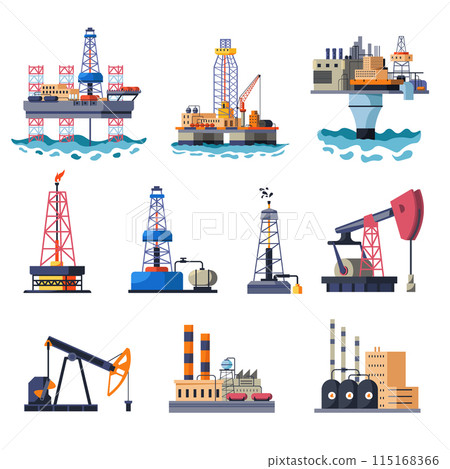 Various Oil Drilling Rigs vector 115168366