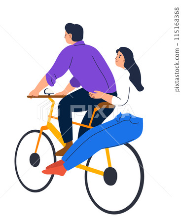 Couple Riding Bicycle Together vector 115168368