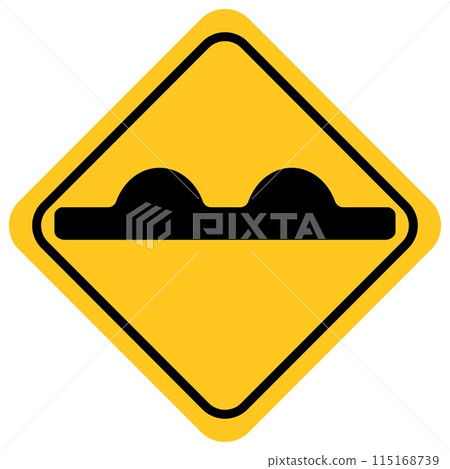 traffic sign, Cautionary Uneven road traffic sign, Cautionary Uneven road 115168739