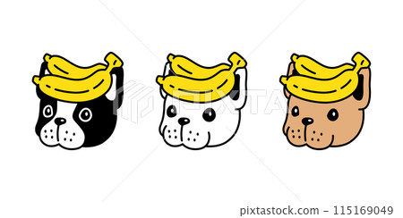 dog vector french bulldog banana face head icon cartoon character puppy pet doodle symbol illustration clip art isolated 115169049
