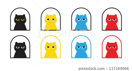 cat vector window kitten icon calico neko pet cartoon character munchkin illustration symbol clip art isolated 115169066