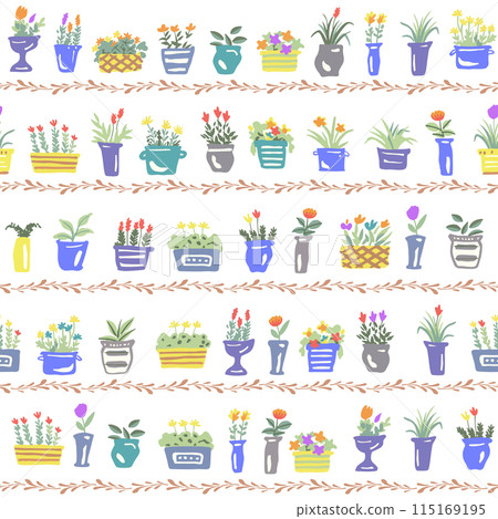 Stylish and cute simple plant pattern, 115169195