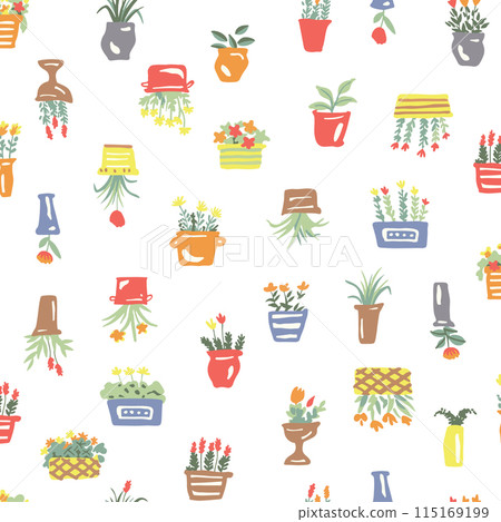 Stylish and cute simple plant pattern, 115169199
