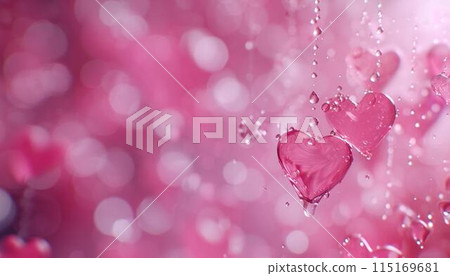 A Valentines Day-themed abstract background adorned with pink hearts 115169681