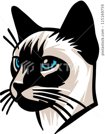 a head of Siamese cat. Vector illustration. 115169759