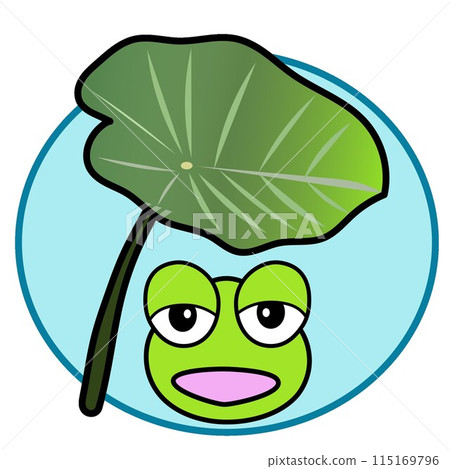 Illustration of a tree frog under a taro leaf Illustration of a tree frog under a taro leaf 115169796