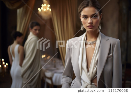 Elegant Woman at a Luxurious Dinner Event 115170068