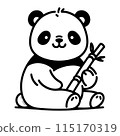 治癒熊貓插畫-手繪設計 115170319