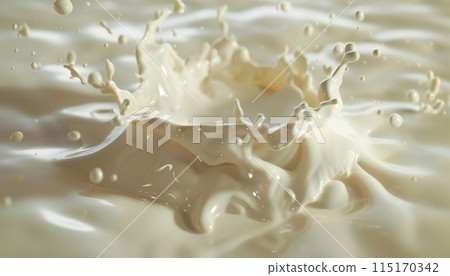 A drop of milk falls and spills 115170342