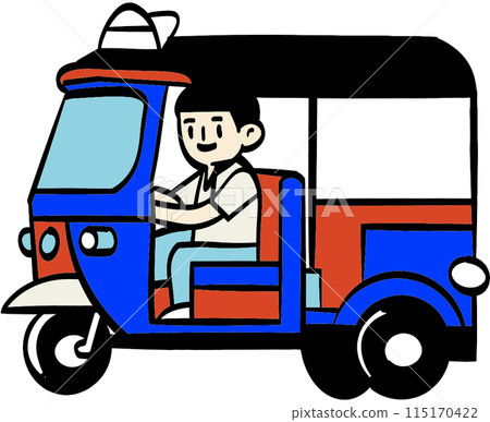 Tuk Tuk Thailand with a driver and isolated 115170422