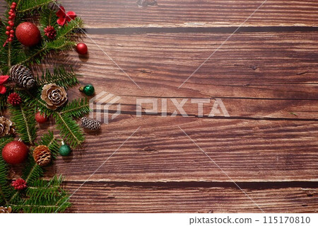 木紋背景上的聖誕裝飾品裝飾背景材料 115170810