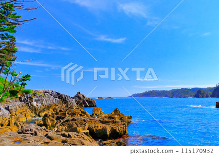 唐桑半島半建成岩石區的天空和太平洋 115170932