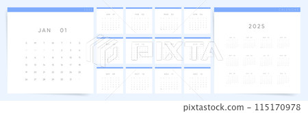 Clean Minimalist Square 2025 Calendar Design 115170978