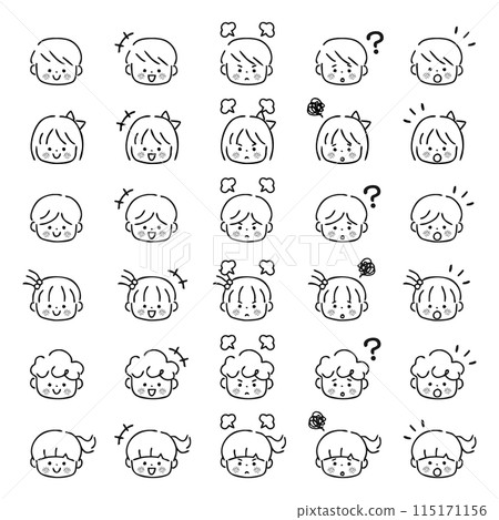 兒童的臉部圖示設定單色 115171156