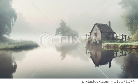 Morning mist lakeside 115171174