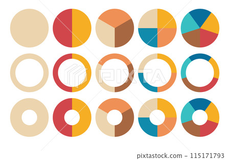 Pie chart set. Colorful diagram collection... - Stock Illustration ...