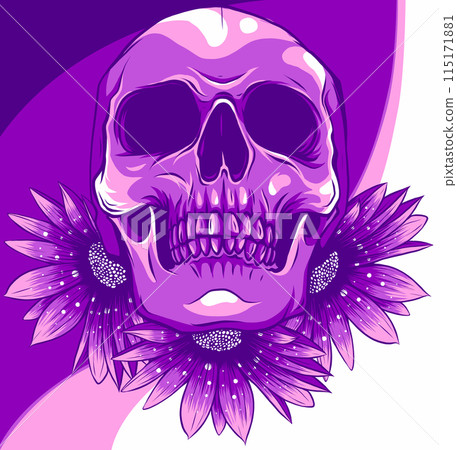 vector illustration of Human skull and flower vector illustration of Human skull and flower 115171881