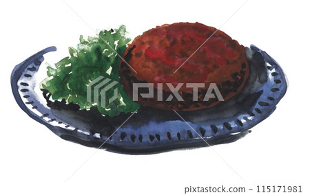 Hamburger drawn in watercolor 24603pix7 115171981