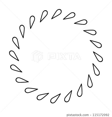 Illustration of a circular decorative frame of water drops 115172092
