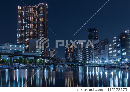 Night view of the Shibaura Konan area in Tokyo's Minato Ward Night view of the Shibaura Konan area in Tokyo's Minato Ward 115172275