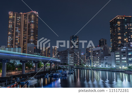 Night view of the Shibaura Konan area in Tokyo's Minato Ward Night view of the Shibaura Konan area in Tokyo's Minato Ward 115172281
