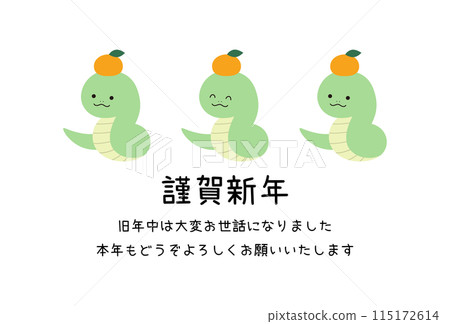 2025 New Year's card template for the year of the snake Snake year Mandarin orange Cute Vector 115172614
