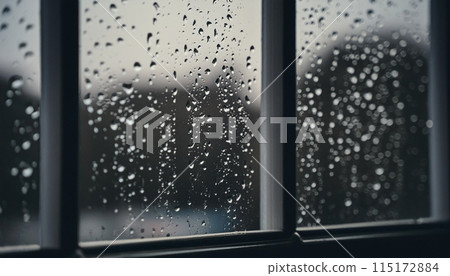 雨天窗戶上的水滴 雨天窗戶上的水滴 115172884