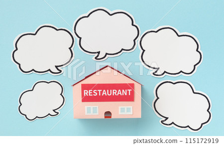 Restaurant and speech bubble restaurant store eating out restaurant 115172919